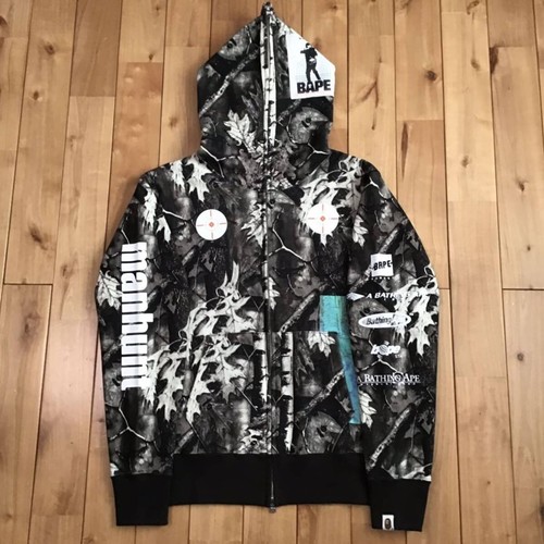 A BATHING APE (BAPE) Felpa con cappuccio mimetica BAPE Forest con cerniera completa A Bathing Ape taglia S