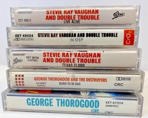 Stevie Ray Vaughan, George Thorogood Cassettes lot of 5: Vtg & Live music - Picture 1 of 3