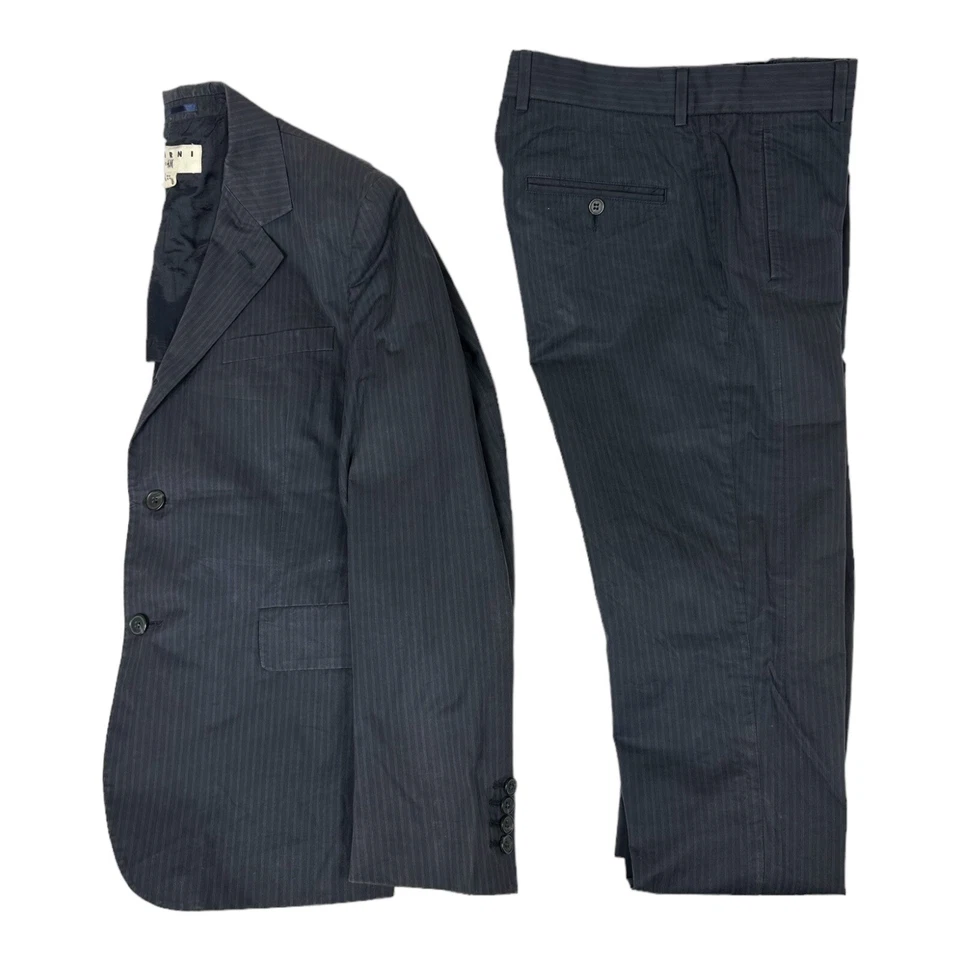Traje Marni X H&M Gris Rayas Algodón Hombre 2 Piezas Talla 38R Pantalón 32x30 Foto 1 de 4