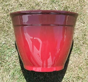 Large Red Glazed Style Plant Pot - Picture 1 of 2