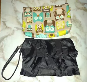 THIRTY ONE LOT OF 2 TRAVEL COSMETIC BAGS~ OWLS / RUFFLES - Picture 1 of 5