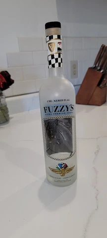 Rare 2014 Fuzzy's Vodka Limited Edition Indy 500  Checkered Flag  Empty Bottle Cover