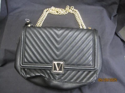 Victoria's Secret v quilted shoulder bag new black logo with inside pocket - Image 1 of 4