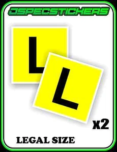 LEARNERS PLATE STICKER ADHESIVE L PLATE LICENCE LEGAL SIZE DECAL x2 SET - Picture 1 of 1