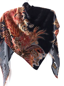 Dreamkeeper Multicoloured Peach Sequin Silk Viscose Sequin Wrap Shawl Vintage - Picture 1 of 3