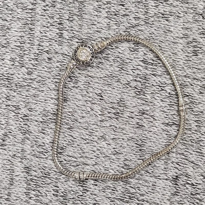 Pandora Plata Dije Pulsera 7.5" Pavé Barril Cierre Auténtico Mujer Joyería Foto 1 de 4