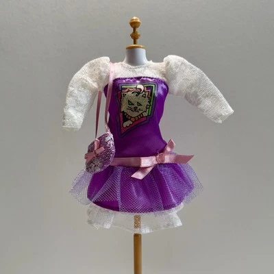 1991 Skipper #2955 Asst 2959 "Pet Pals" Púrpura Blanco Encaje Vestido Estampado Gato Cartera Foto 1 de 4