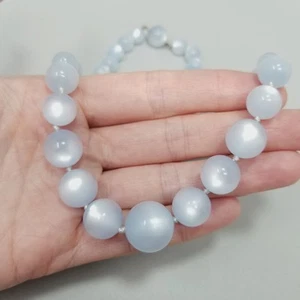 Collana Vintage Azzurro Moonglow Lucite Perline 16 Pollici Misura Graduata - Foto 1 di 7