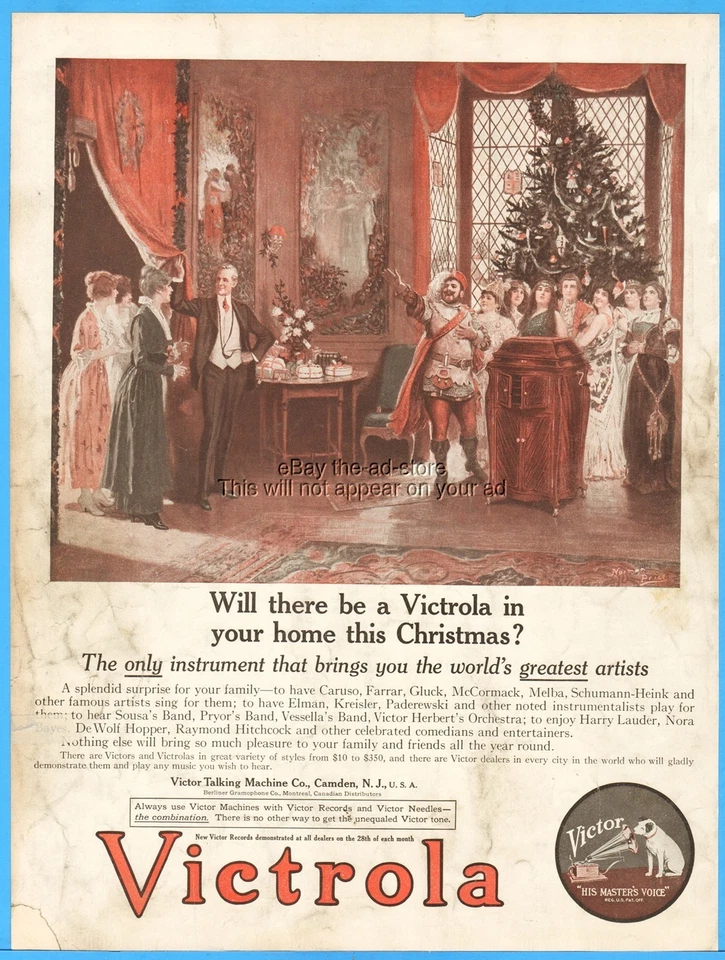 1915 Victrola Phonograph Christmas Ad 19 RCA Victor Talking Machine Co Camden NJ - Imagem 1 de 1