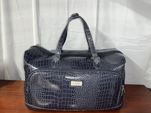 Ellen Tracy Blue Glossy Crocidile Luggage Bag W/ Handle And Wheels - Picture 1 of 13