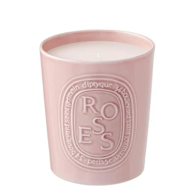 Vela Roses 600 g tarro de porcelana vela de lujo 100 h tiempo de combustión 21,1 oz, rosa Foto 1 de 4