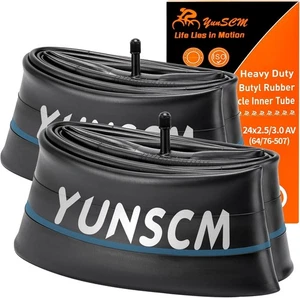 2-PCS 24" Heavy Duty Fat Bike Tire Tubes 24x2.5/3.0 AV32mm Schrader Valve But... - Picture 1 of 8