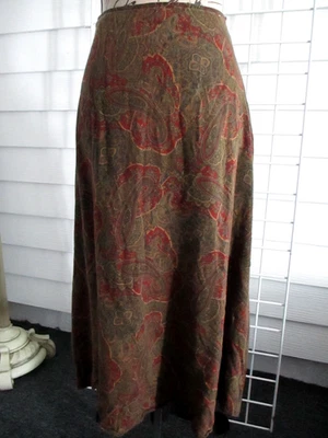 Vintage Lauren Ralph Lauren Paisley Print Skirt Rayon Wool Blend Maxi Size 8 - Image 1 of 4