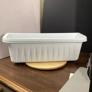 Railing Planters Boxes, Set Of 2, White, Hanging Plastic 23” - Picture 1 of 12