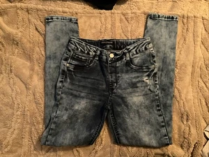 Big Girls Imperial Star Jeggings Dark Destructed Size 14 Stretchy Slim Fit - Picture 1 of 5