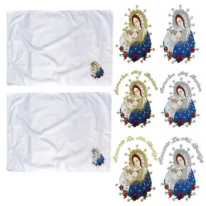 Baby Infant Toddler Christening Baptism White SWADDLING BLANKET Virgin Mary Pope - Picture 1 of 20
