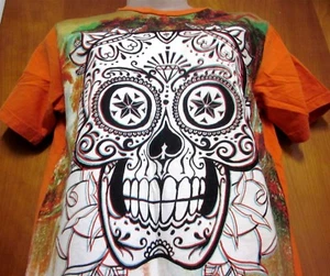 GAP KIDS youth lrg T shirt Day of Dead sugar skull size 10 ringer tee Mexican - Picture 1 of 2
