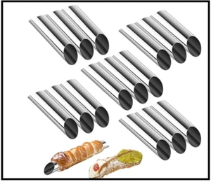 15pz Tubi Cannoli 5" Acciaio Inox Antiaderente Corno Crema Stampo Pasticceria Danese* - Foto 1 di 6