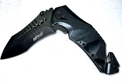 MTech MT-A845 Rescue Folding Knife Seatbelt Cutter Glass Breaker Black - Image 1 of 4