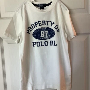Polo Ralph Lauren Boys Size 6 White Graphic Crew Neck Short Sleeve T-Shirt - Picture 1 of 2