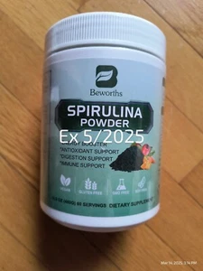 Beworths Organic Spirulina Powder Energy Booster Digestion Immune 16.9oz Ex 5/25 - Picture 1 of 10