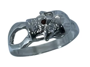 14k Skull Diamond Ring, White, Yellow, Rose G, Free Sizing, US - Imagen 1 de 8