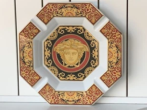 Large Authentic Rosenthal Versace Medusa Red Octagonal 4 Slot Cigar Ashtray 9" - Picture 1 of 11