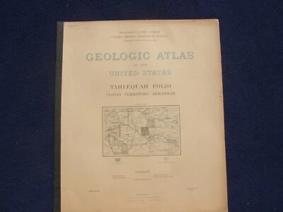 1905 USGS Atlas Geológico Tahlequah Territorio Indio Oklahoma Folio Cherokee Nat Foto 1 de 4
