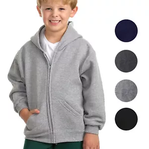 Boys Kids Toddler Athletic Soft Fleece Lined Zip Up Hoodie Sweater Jacket - Picture 1 of 11