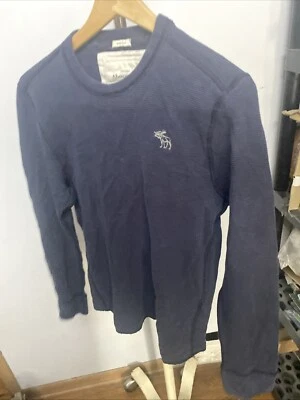 VTG Abercrombie Fitch Muscle Long sleeve  Embroidered Blue Thermal - Image 1 of 4