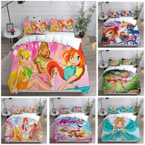 Cosplay Winx Club Bloom Stella Flora 3D Duvet Cover Bedding Set Pillowcase Quilt - Picture 1 of 37