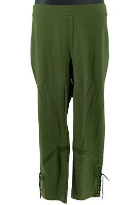 Pantalón Ponte Alta Hippie Tribe Inserto Satinado y Detalle de Cordones Verde Foto 1 de 3