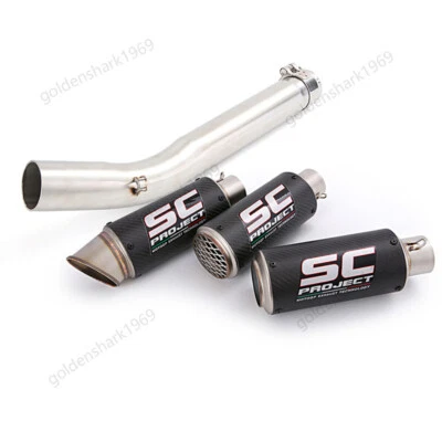 For Suzuki GSXR 1000 2005 2006 Exhaust Pipe Carbon Fiber 51mm Muffler Silencers - Image 1 of 4