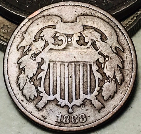 1868 Two Cent Piece 2C Ungraded Choice US Copper Coin CC16690 Cover