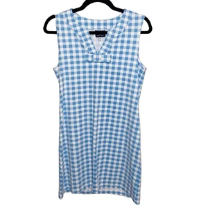 Sailor Sailor Dress Womens Small Gingham USA  Stretch Coastal Nautical Resort - Picture 1 of 9