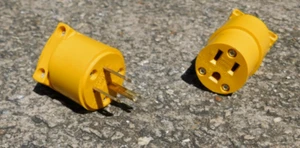Electrical Replacement Plug & Connector Set Extension Cord Ends Yellow Shell ... - Picture 1 of 4