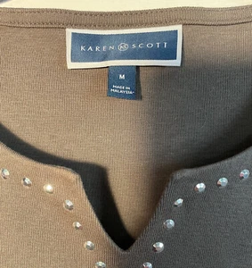 New Karen Scott Top, Medium, Long sleeve, Cotton, Pre-owned - Picture 1 of 7