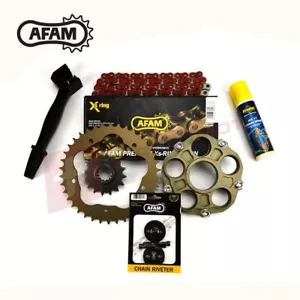 AFAM 520 Pitch Red X-ring Chain and Sprocket Kit fits Ducati Panigale V4R 19-21 - Picture 1 of 2