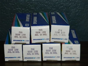 7x NEW SYLVANIA TUNGSTEN HALOGEN PROJECTOR LAMP EHA 500W-120V AVG 50 HRS - Picture 1 of 1