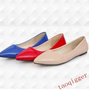 Sexy Womens Pointy Toe Patent Leather Slip On Flats Pumps Dress Shoes Oxfords - Picture 1 of 23