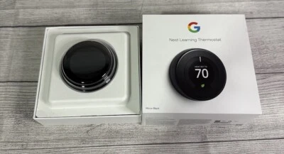 Google Nest 3rd Gen Learning Thermostat T3018US Mirror Black Pre-owned SW7 - Image 1 of 4