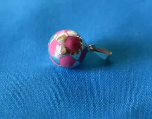 STERLING SILVER Soccer Ball PINK Charm .925 NEW - Picture 1 of 6