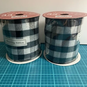 Lot 2 Buffalo Check Wire Edge Ribbon 4”x30’ Rustic Farmhouse Christmas HL New - Imagen 1 de 4