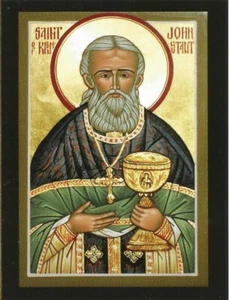 Tarjeta Postal San Juan de Kronstadt Impresión Devocional Tarjeta de Oración Icono COMO NUEVO - Imagen 1 de 2