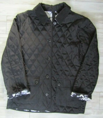 Chaqueta Acolchada Susan Graver Reversible Negra Blanca Floral Piel Melocotón Talla Grande Foto 1 de 3