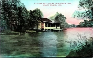 Vtg Grand Island Nebraska NE Glovers Boat House Schimmer's Lake 1910s Postcard - Picture 1 of 2
