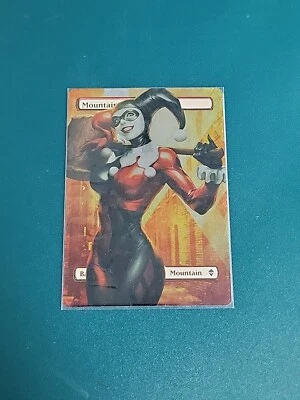 MTG Alter Zenikar Mountain Altered Art  Foiled Sticker Harley Quinn  - Image 1 of 3