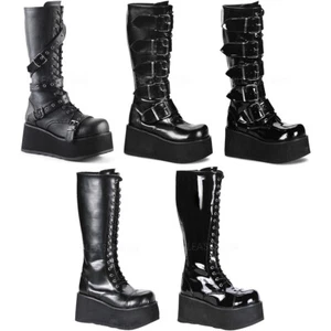 Pleaser Demonia Punk Knee High Extreme Platform Zip Side Boots Adult Men TRA5XX - Picture 1 of 19