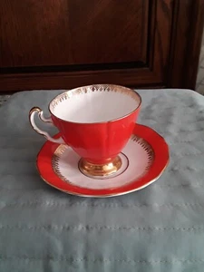 Vintage Royal Adderley Bone China Orange and Gold Cup and Saucer - Picture 1 of 3