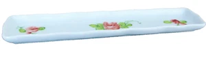 Vintage handbemaltes Porzellan signiert Oliventablett ~ Rosen 8-1/2" x 1-3/4" - Bild 1 von 3